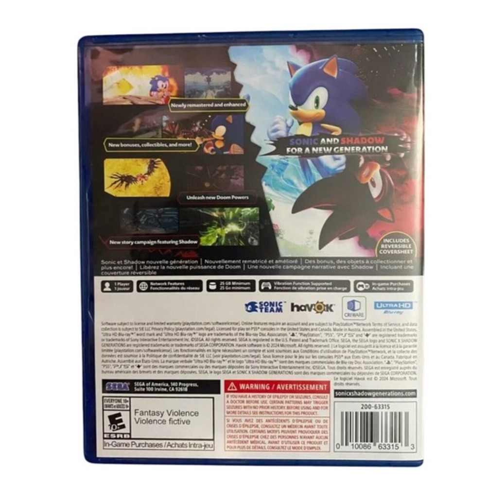 Sonic X Shadow Generations (Sony PlayStation 5 PS5, 2024) - Picture 2 of 2